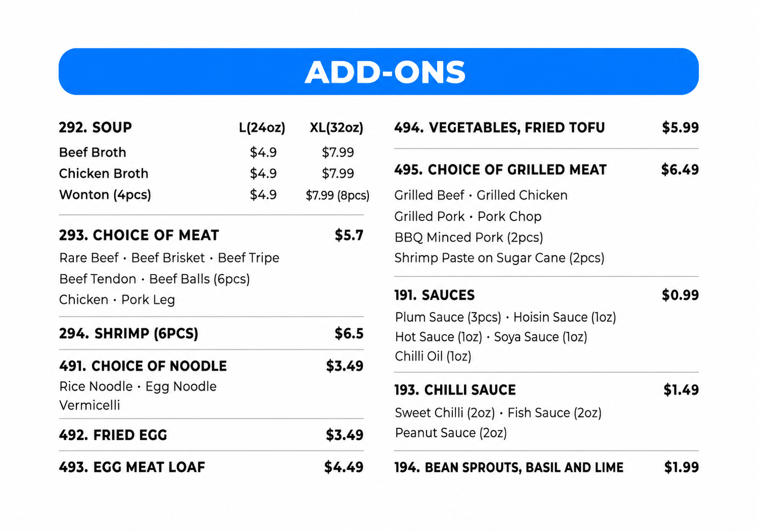 Add-ons menu